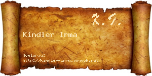 Kindler Irma névjegykártya